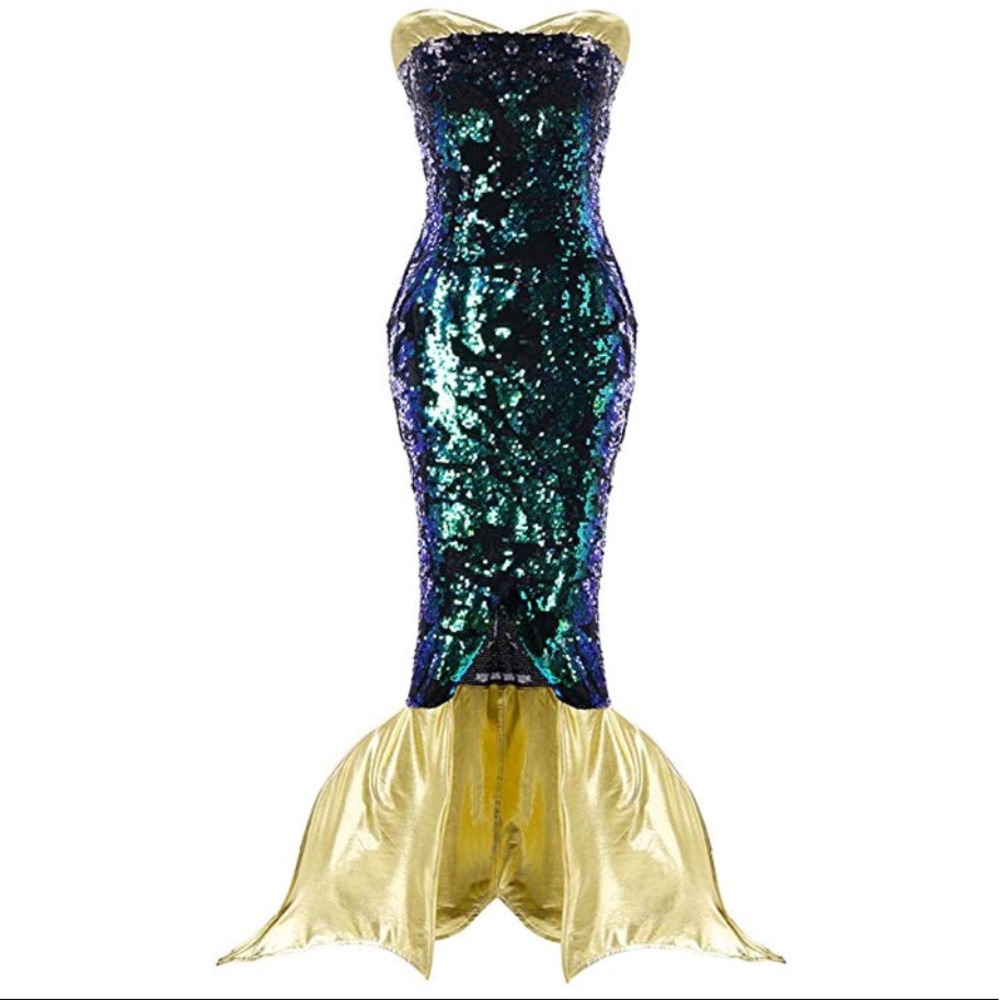 Halloween Strapless Sequin Mermaid Costume - Picture 3 of 5
